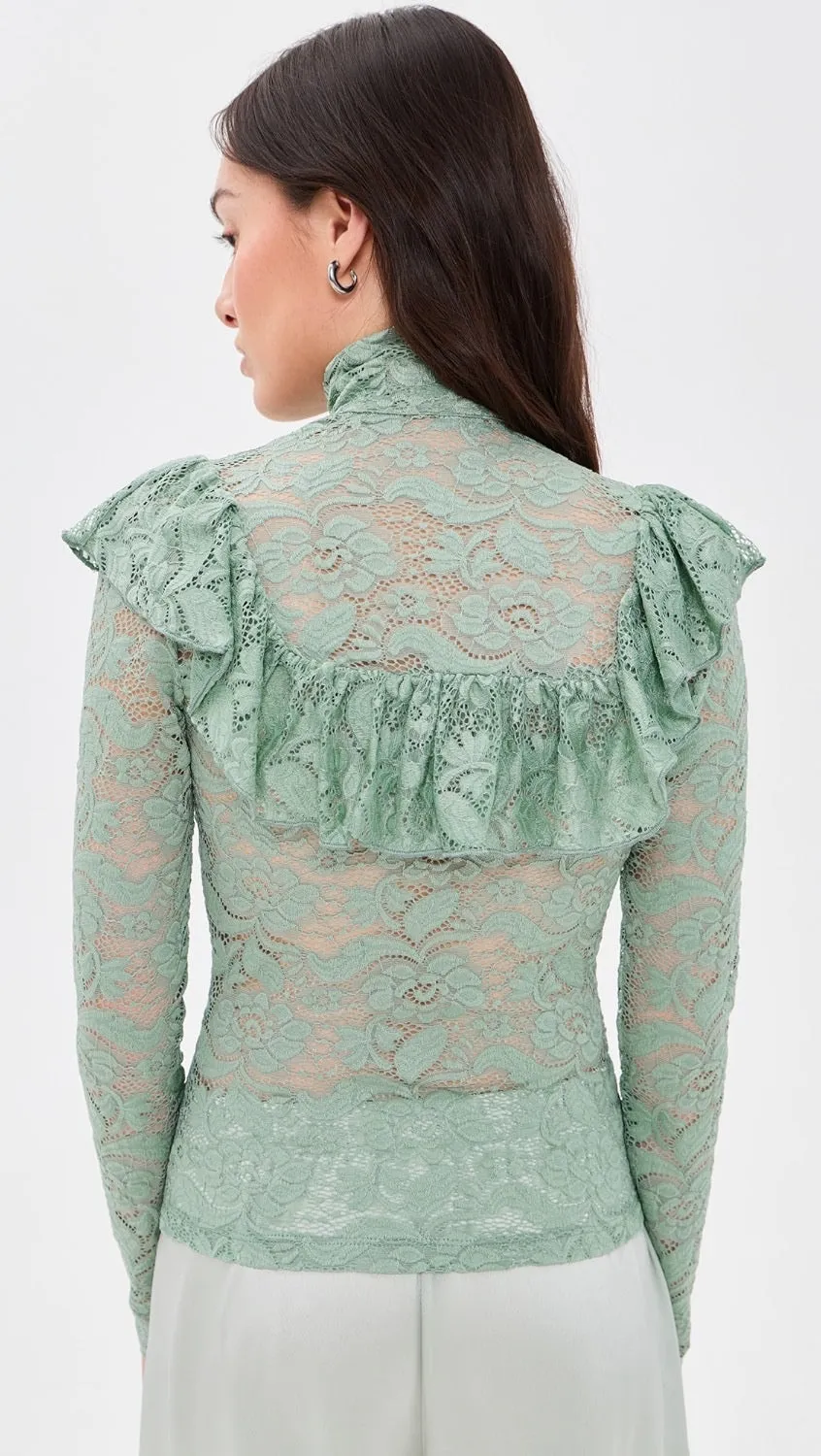 High Neck Lace Top Mint sold by House of Aama product image thumbnail 2