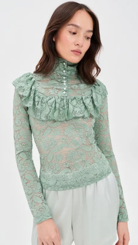 High Neck Lace Top Mint made by House of Aama