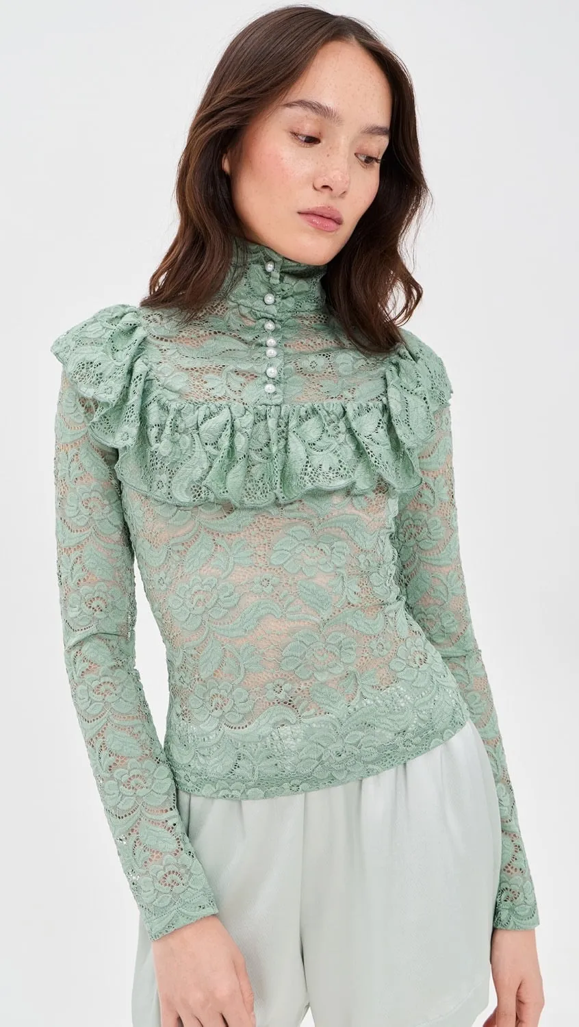 High Neck Lace Top Mint sold by House of Aama