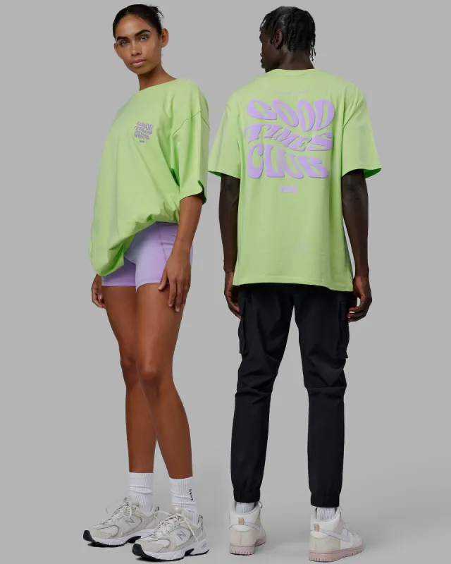 Unisex Good Times Heavyweight Tee Oversize - Paradise Green-Pale Lilac sold by LSKD