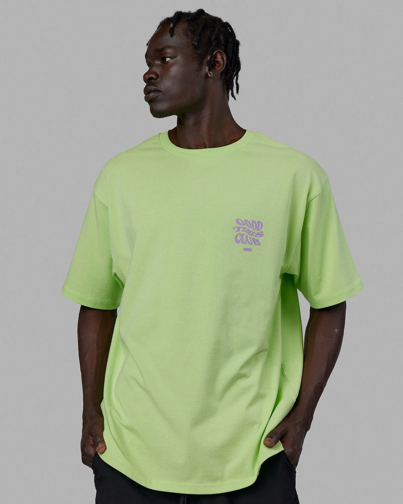Unisex Good Times Heavyweight Tee Oversize - Paradise Green-Pale Lilac sold by LSKD product image thumbnail 2
