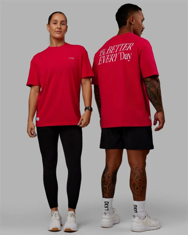 Unisex VS6 FLXCotton Tee Oversize - Scarlet-White sold by LSKD