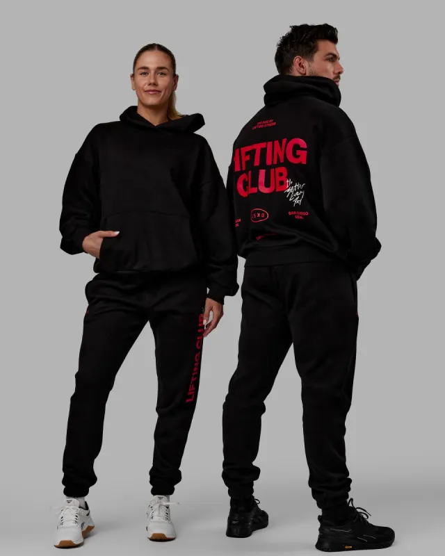 Unisex Lifting Club Hoodie Oversize - Black-Red made by LSKD