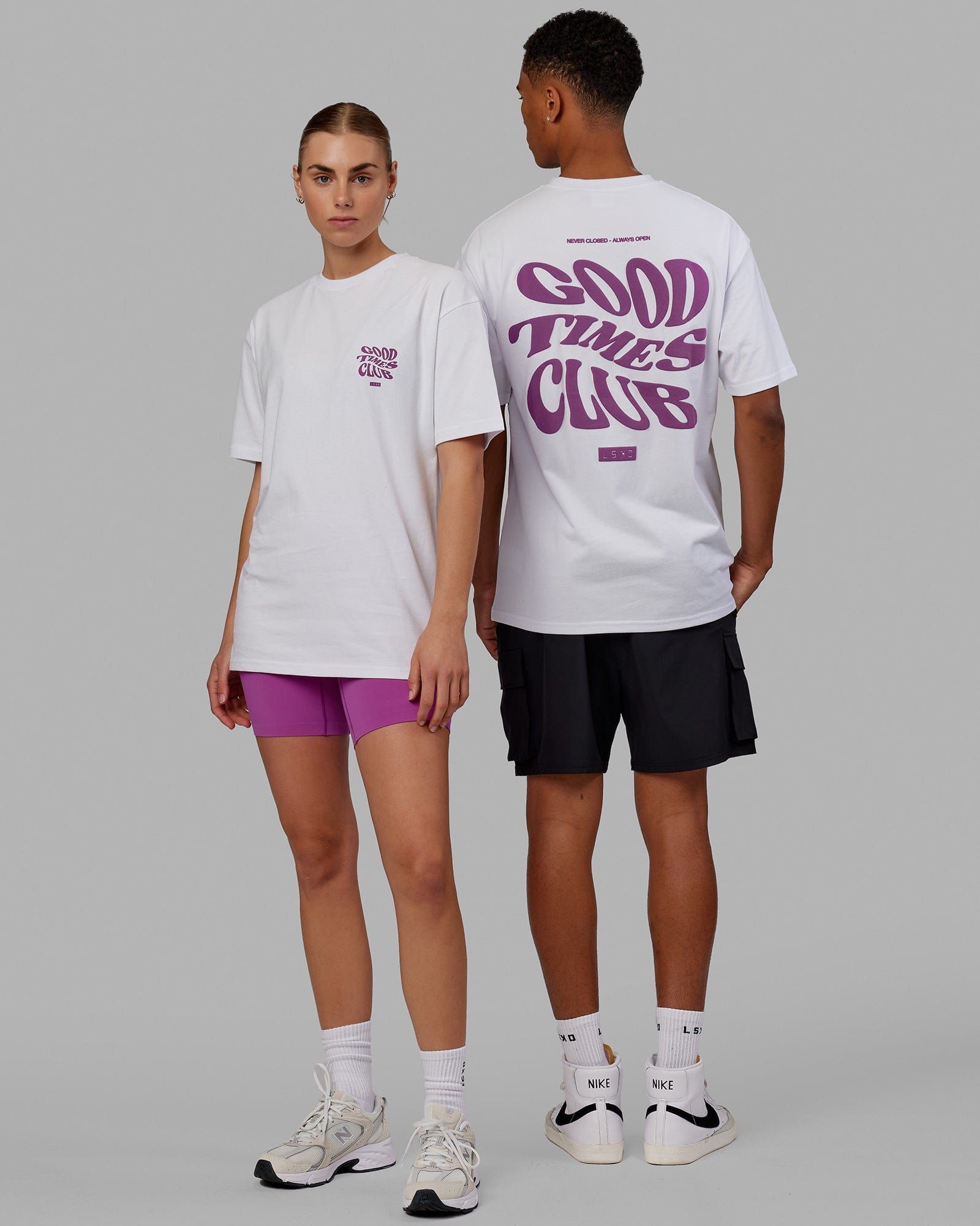 Unisex Good Times Heavyweight Tee Oversize - White-Orchid sold by LSKD