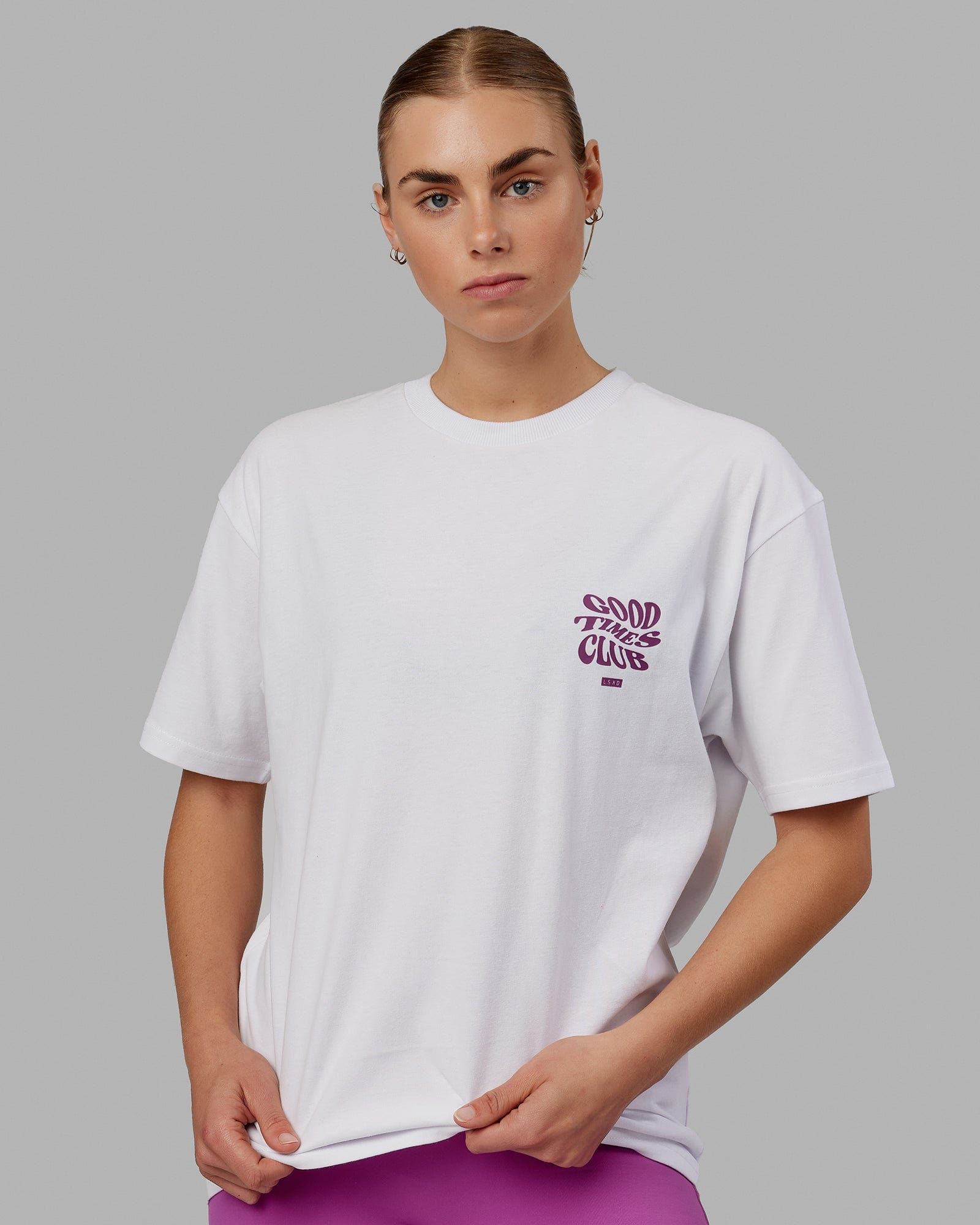 Unisex Good Times Heavyweight Tee Oversize - White-Orchid sold by LSKD product image thumbnail 3