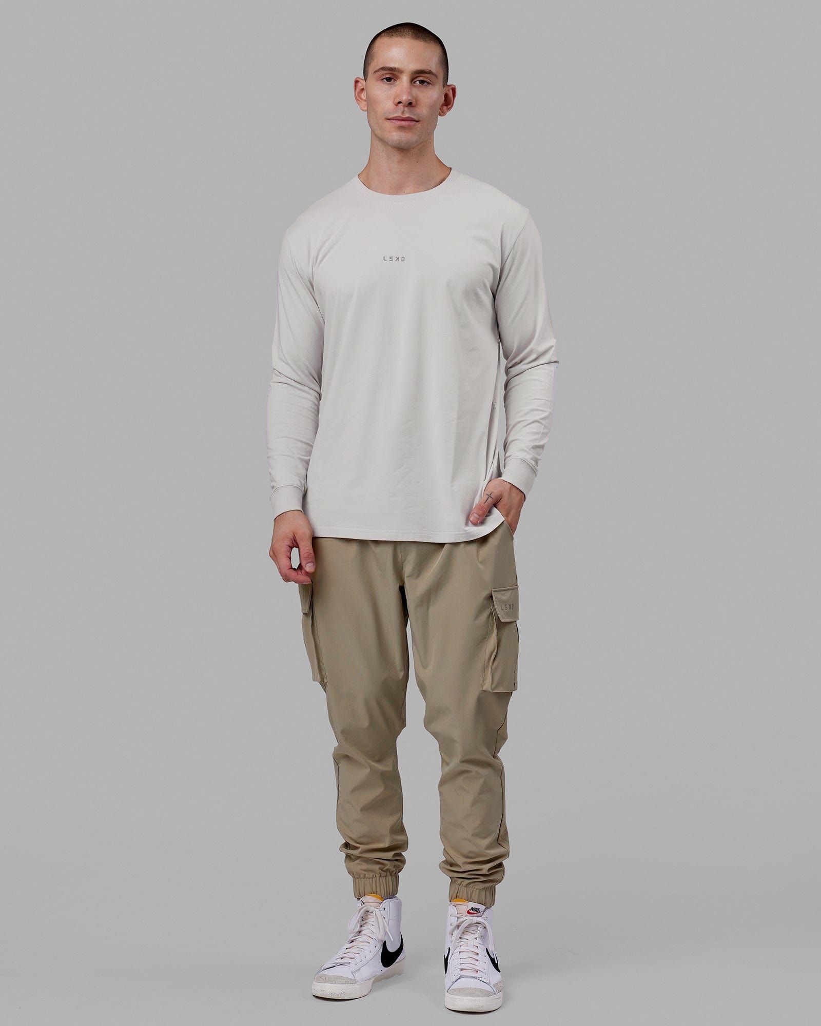Base FLXCotton LS Tee - Lunar Rock sold by LSKD product image thumbnail 5