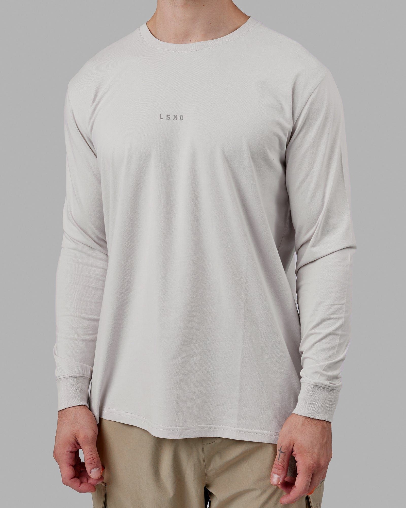 Base FLXCotton LS Tee - Lunar Rock sold by LSKD product image thumbnail 4