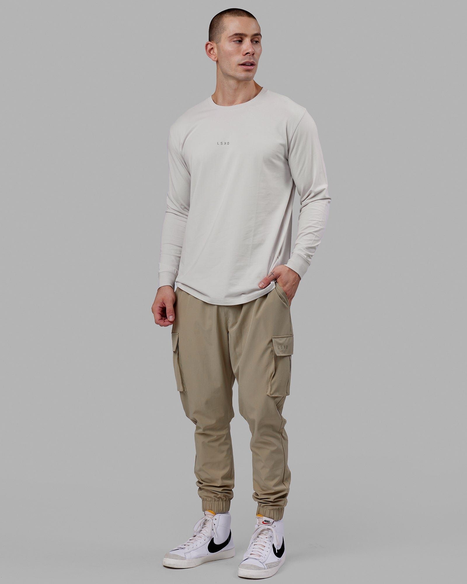 Base FLXCotton LS Tee - Lunar Rock sold by LSKD product image thumbnail 2