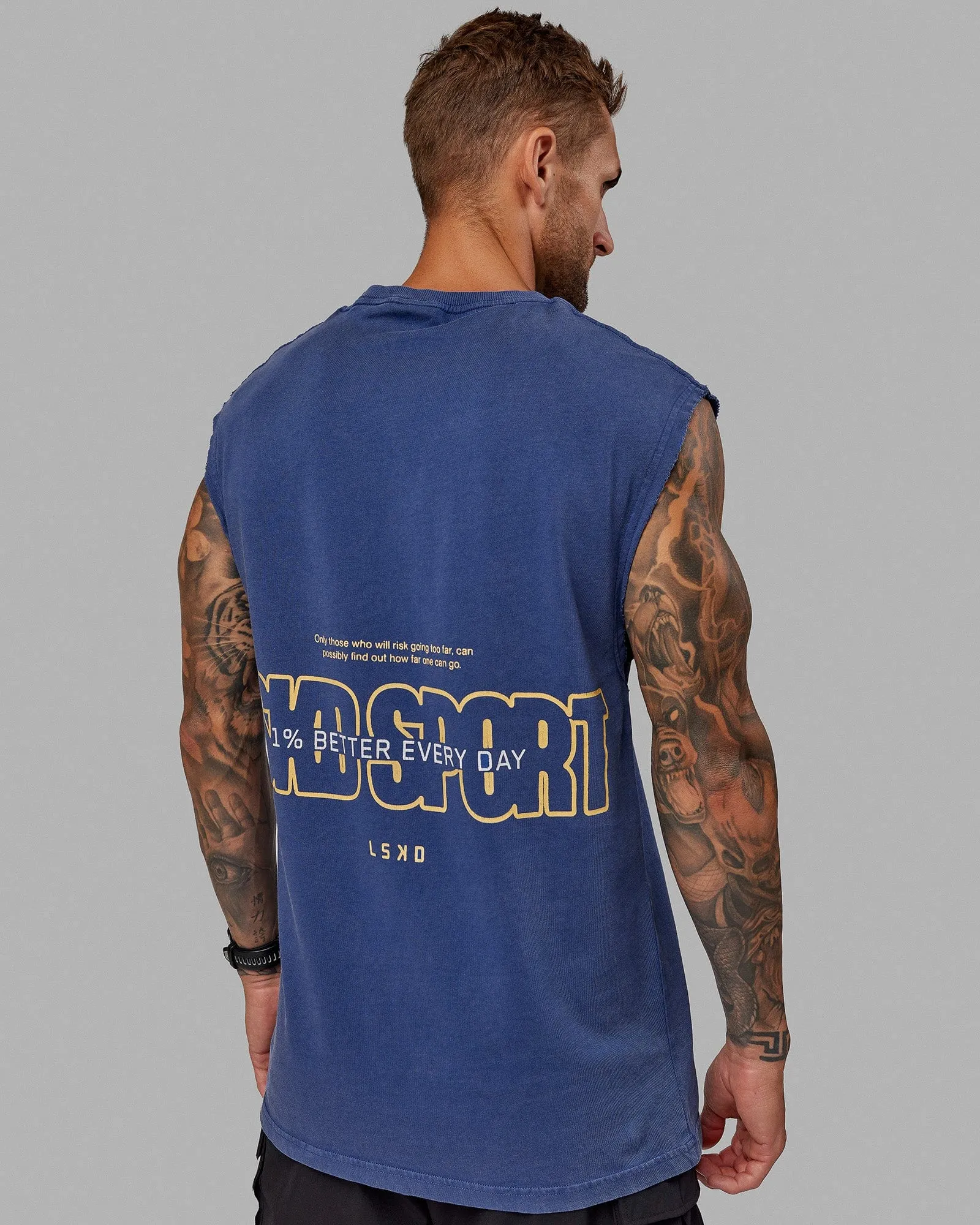 Washed Urban Heavyweight Tank - Galactic Blue-Vibrant Yellow sold by LSKD product image thumbnail 4