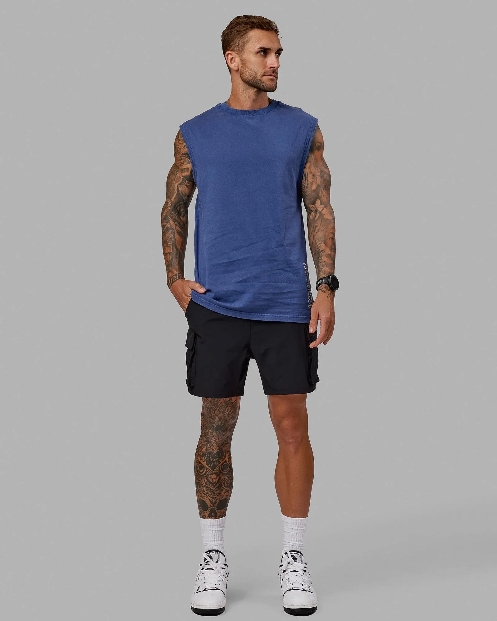 Washed Urban Heavyweight Tank - Galactic Blue-Vibrant Yellow sold by LSKD product image thumbnail 5