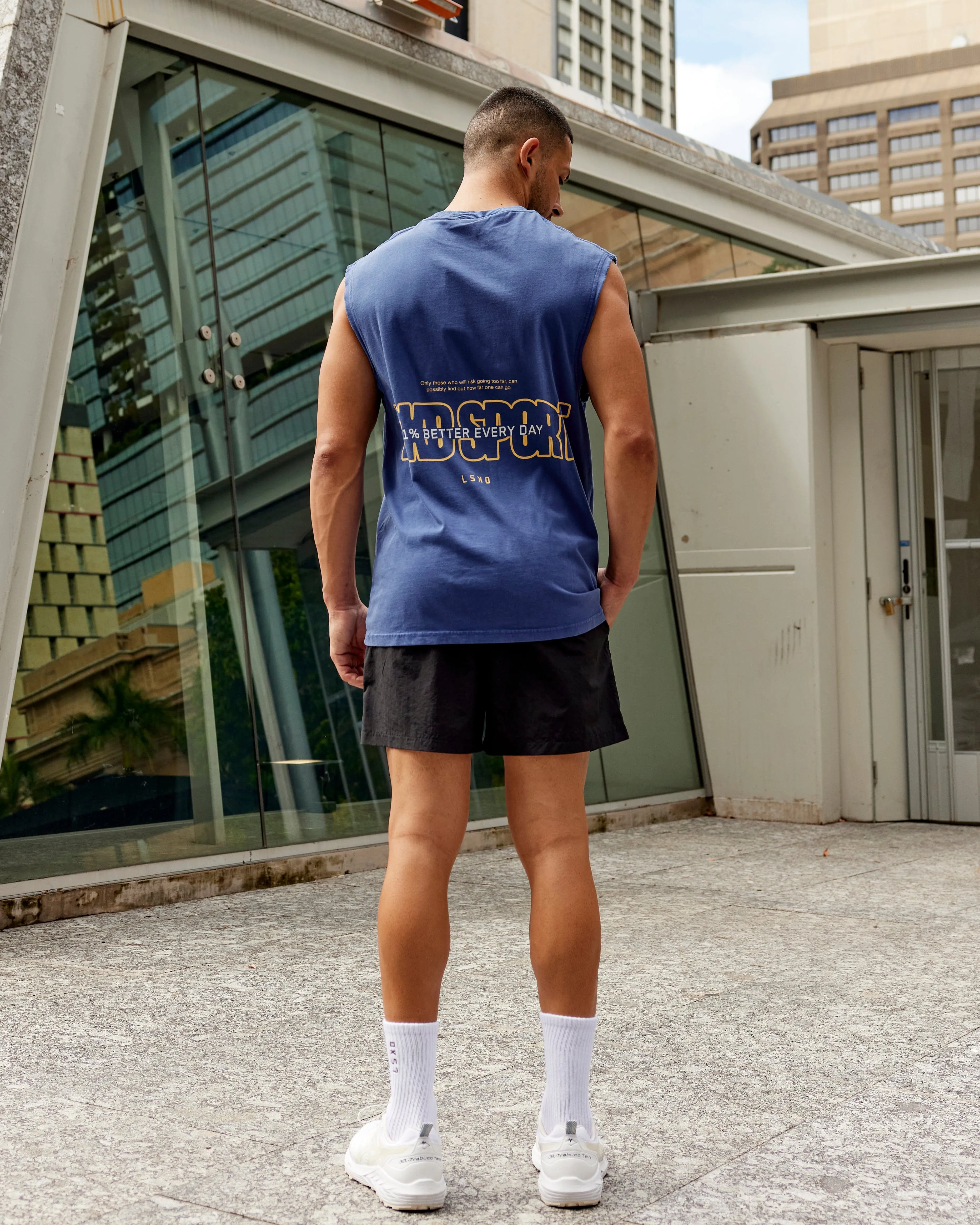 Washed Urban Heavyweight Tank - Galactic Blue-Vibrant Yellow sold by LSKD