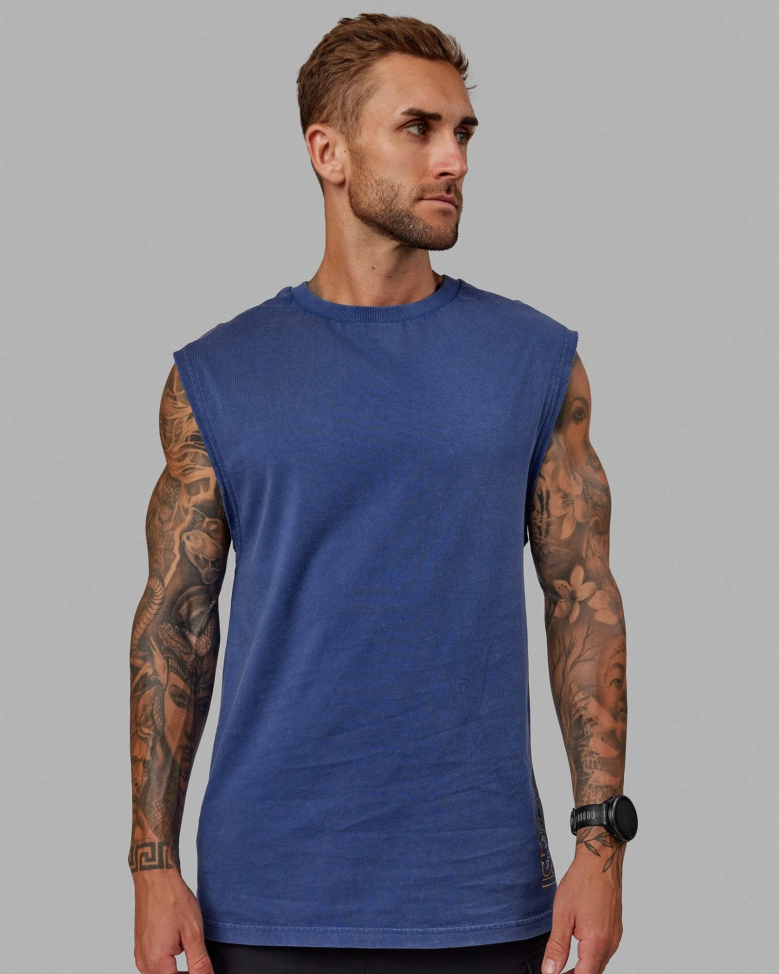 Washed Urban Heavyweight Tank - Galactic Blue-Vibrant Yellow sold by LSKD product image thumbnail 2