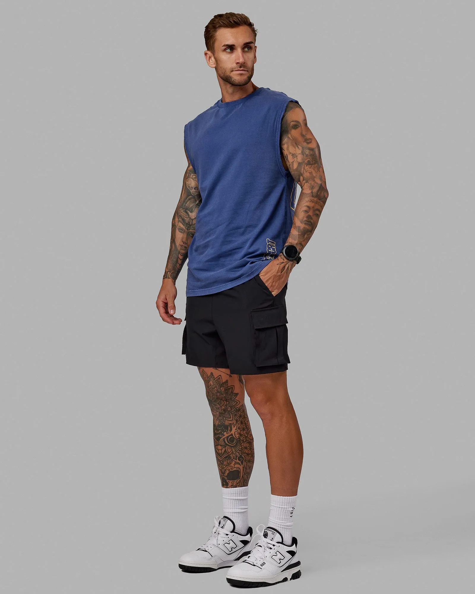 Washed Urban Heavyweight Tank - Galactic Blue-Vibrant Yellow sold by LSKD product image thumbnail 3