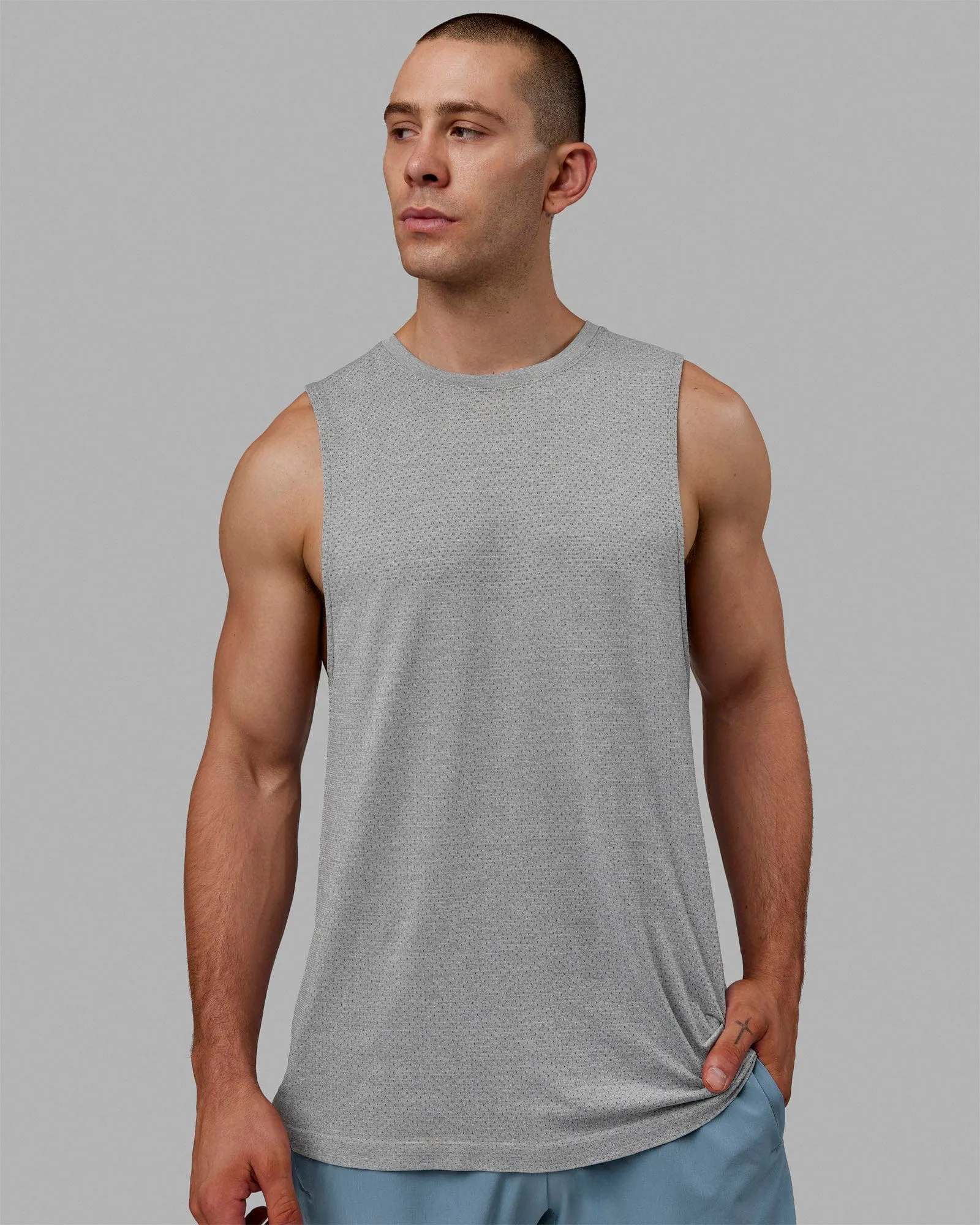 AeroFLX+ Seamless Muscle Tank - Lt Grey Marl sold by LSKD product image thumbnail 2