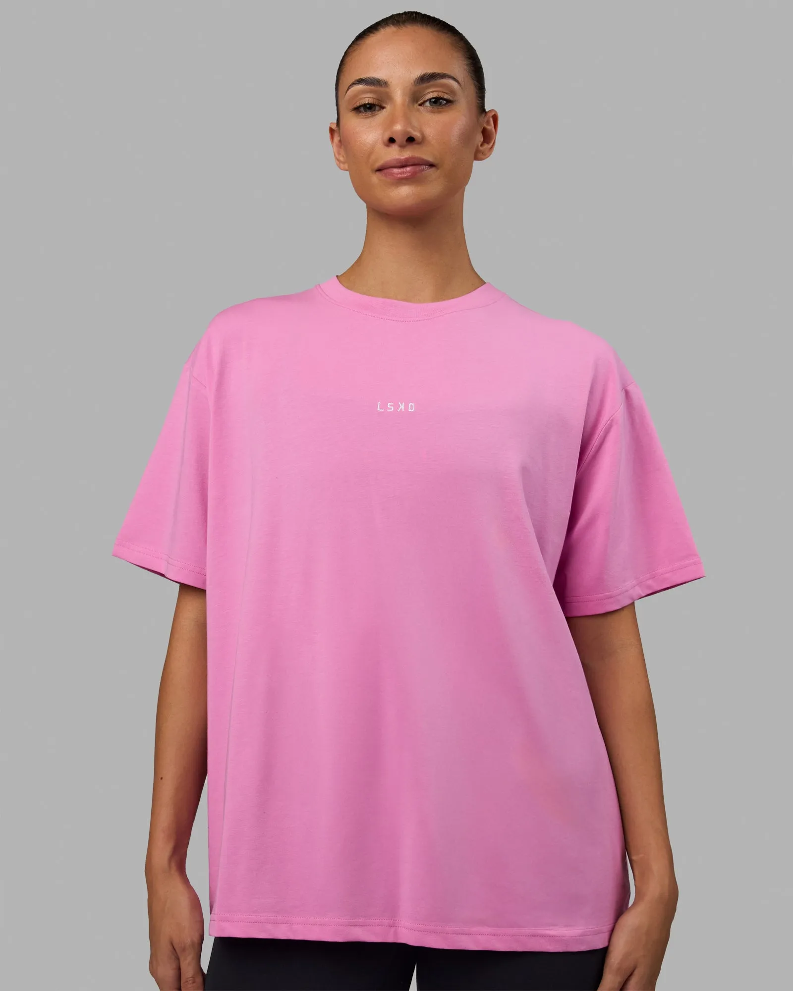 Go-To FLXCotton Oversized Tee - Spark Pink-White sold by LSKD