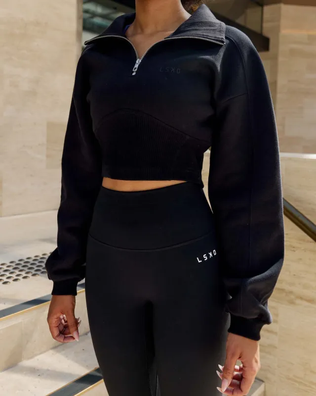 Thrive Corset 1/4 Zip Sweater - Black sold by LSKD