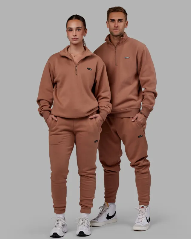 Unisex Fundamental 1/4 Zip Sweater - Raw Umber sold by LSKD