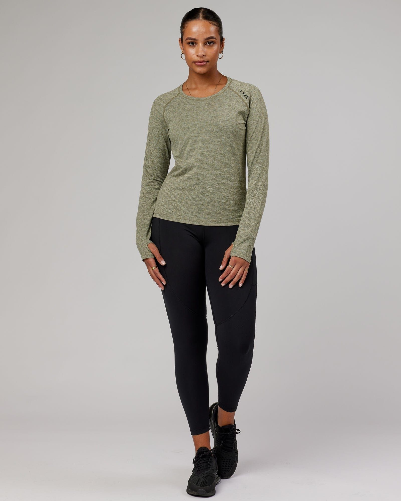 Perform VapourFLX LS Tee - Olive Marl sold by LSKD product image thumbnail 3