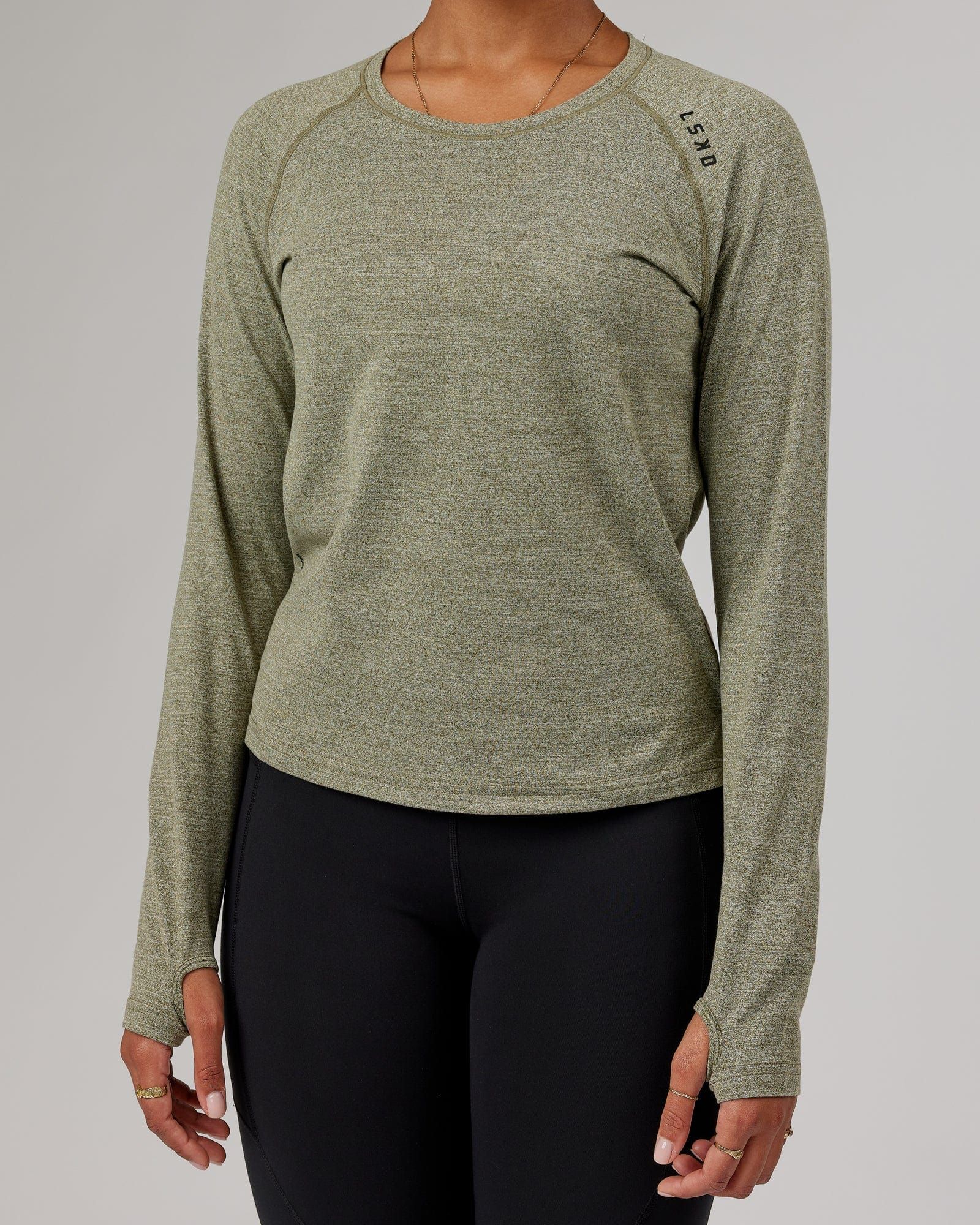 Perform VapourFLX LS Tee - Olive Marl sold by LSKD product image thumbnail 5