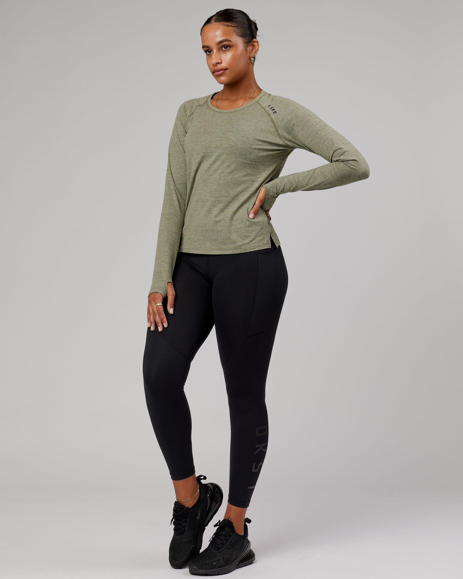 Perform VapourFLX LS Tee - Olive Marl sold by LSKD product image thumbnail 4