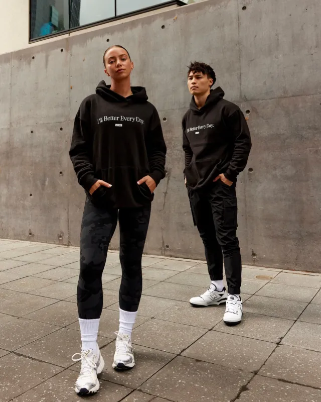 Unisex 1% Better Hoodie Oversize - Black sold by LSKD