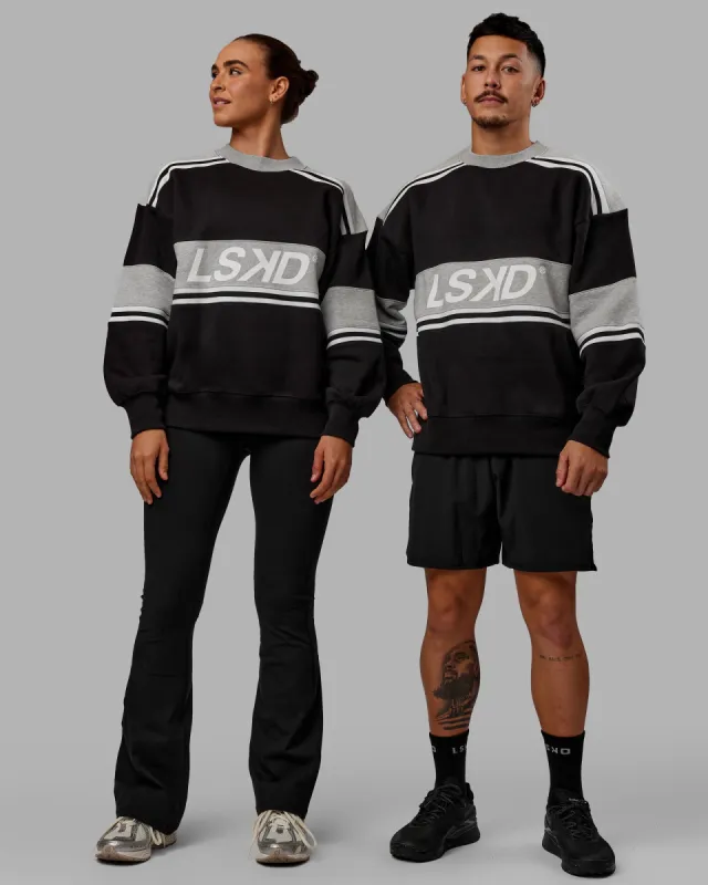 Unisex A-Team Sweater Oversize - Black-Light Grey Marl sold by LSKD