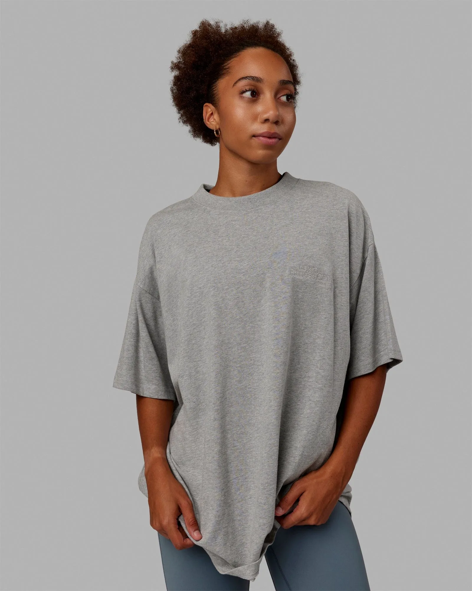 Unisex Fitness Club Heavyweight Tee Oversize - Light Grey Marl sold by LSKD product image thumbnail 3