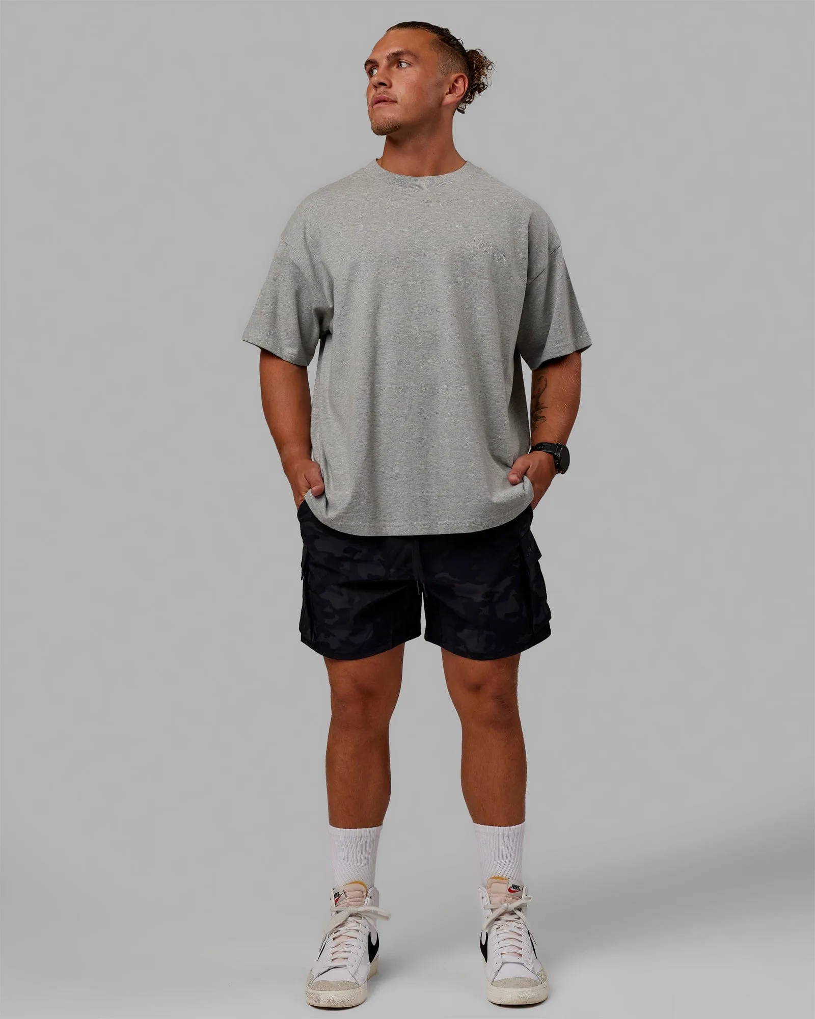 Unisex Fitness Club Heavyweight Tee Oversize - Light Grey Marl sold by LSKD product image thumbnail 4