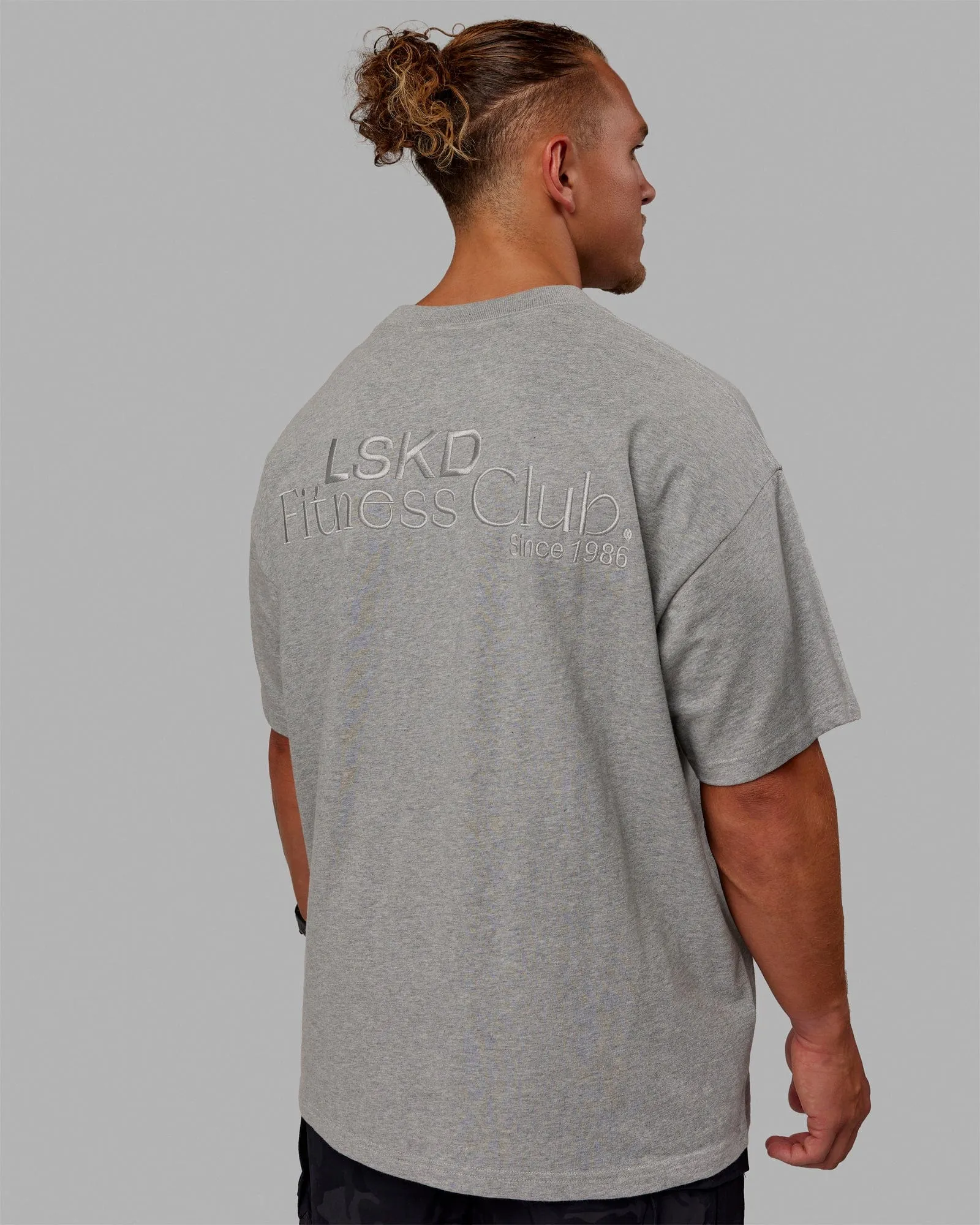 Unisex Fitness Club Heavyweight Tee Oversize - Light Grey Marl sold by LSKD product image thumbnail 2