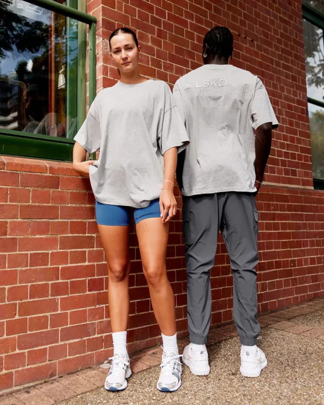 Unisex Fitness Club Heavyweight Tee Oversize - Light Grey Marl sold by LSKD