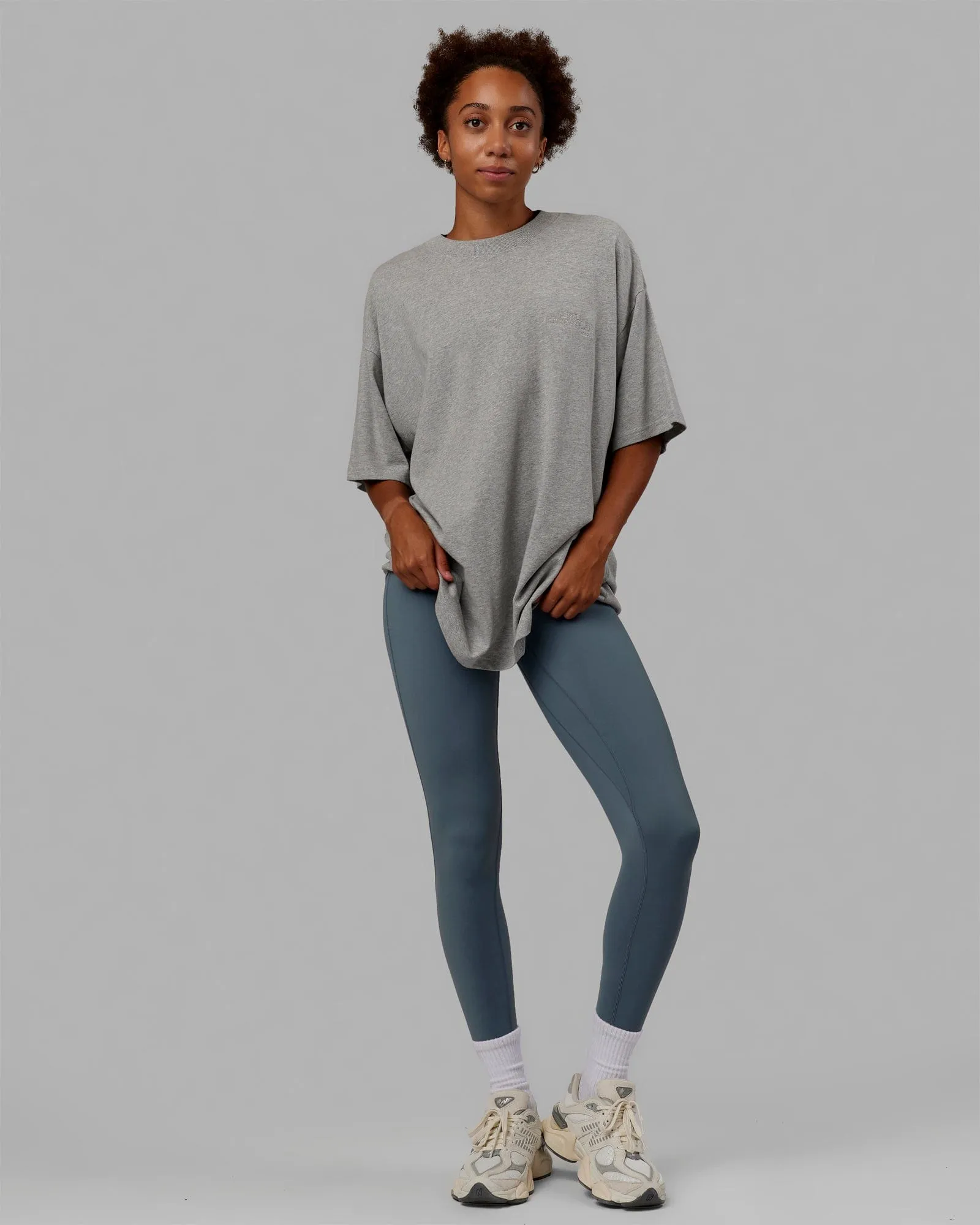 Unisex Fitness Club Heavyweight Tee Oversize - Light Grey Marl sold by LSKD product image thumbnail 5