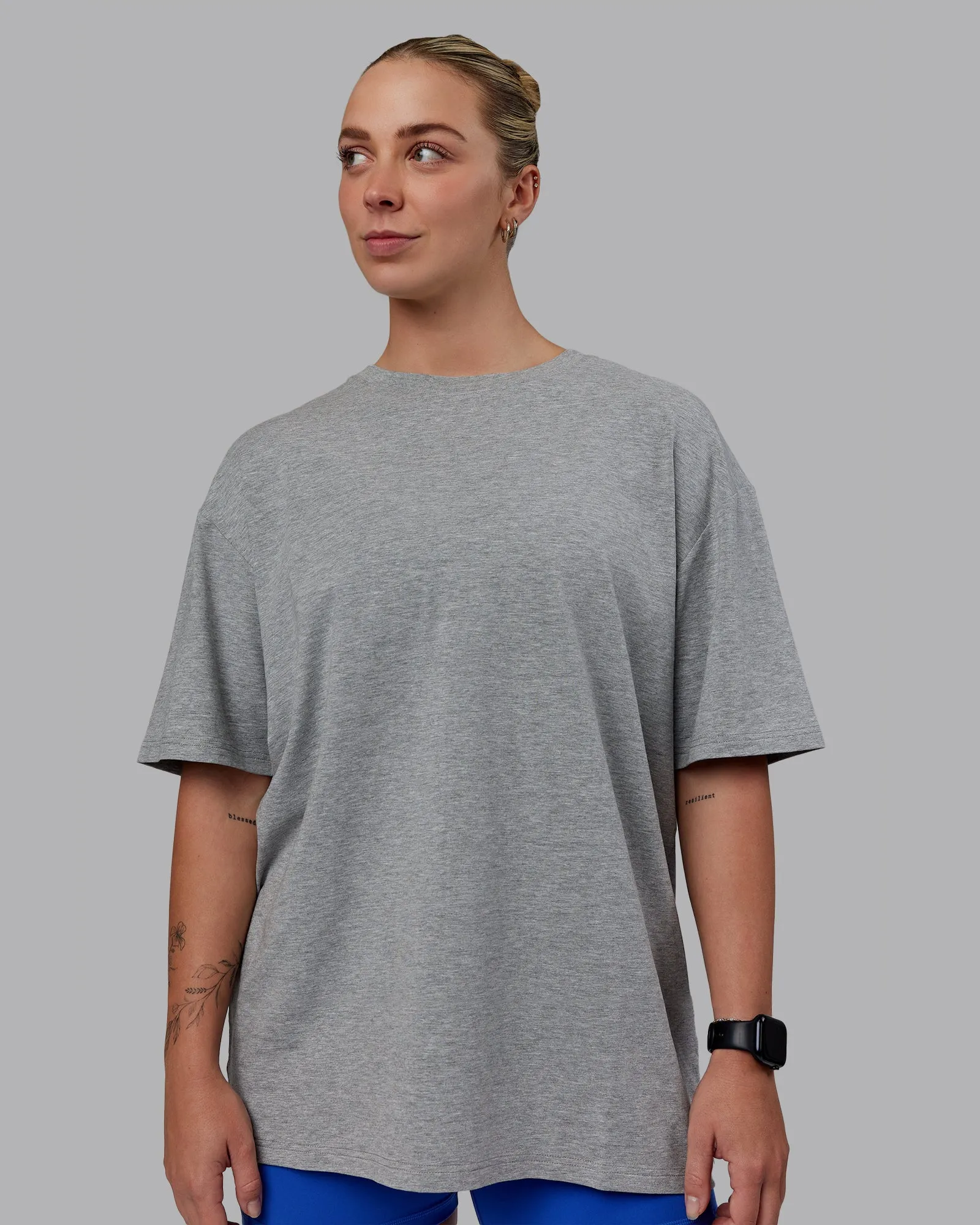 Love The Run FLXCotton Tee Oversize - Lt Grey Marl-Black sold by LSKD product image thumbnail 4