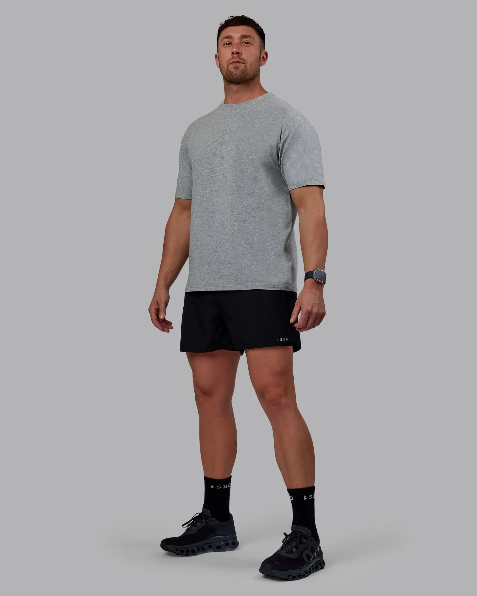 Love The Run FLXCotton Tee Oversize - Lt Grey Marl-Black sold by LSKD product image thumbnail 5