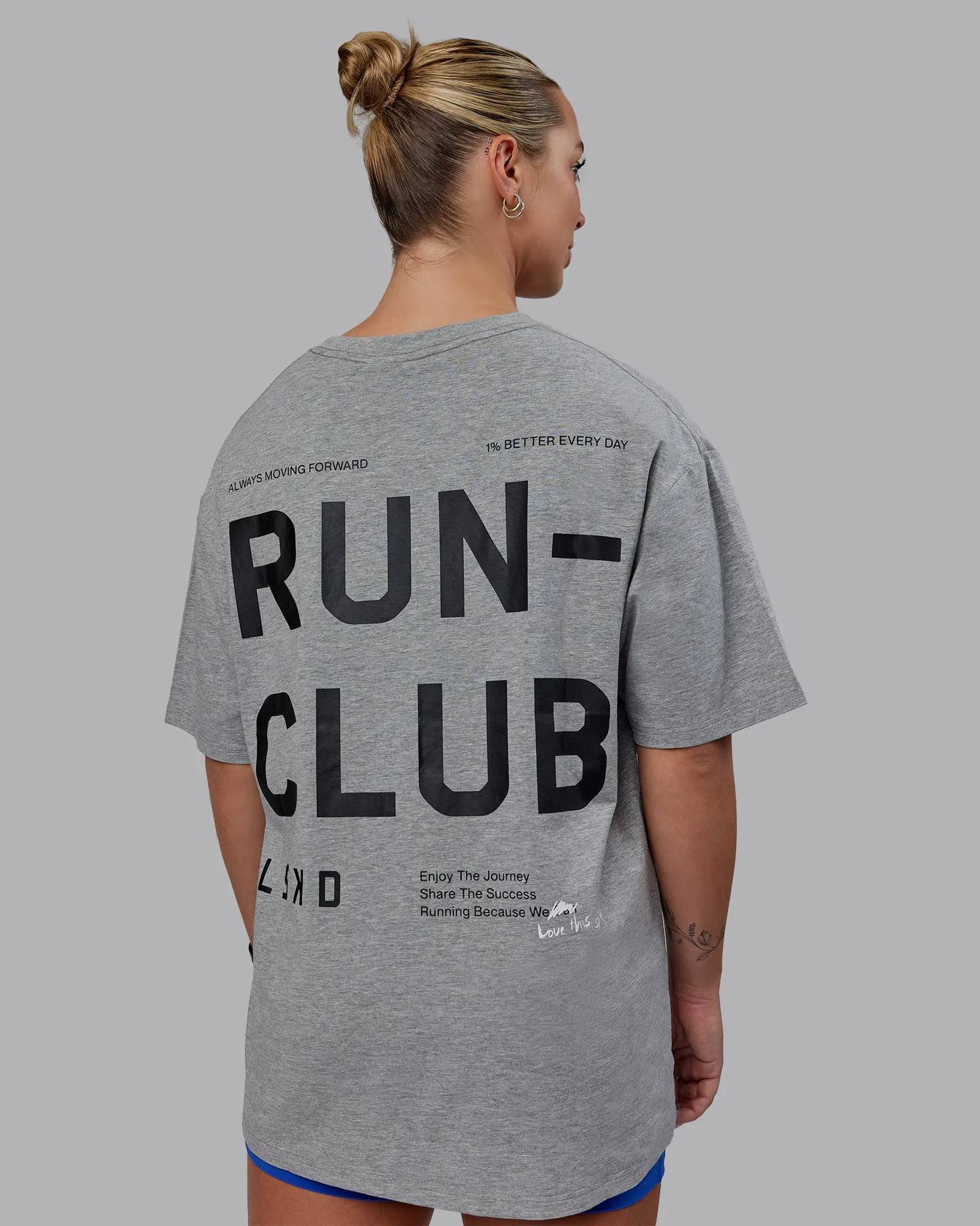 Love The Run FLXCotton Tee Oversize - Lt Grey Marl-Black sold by LSKD product image thumbnail 2