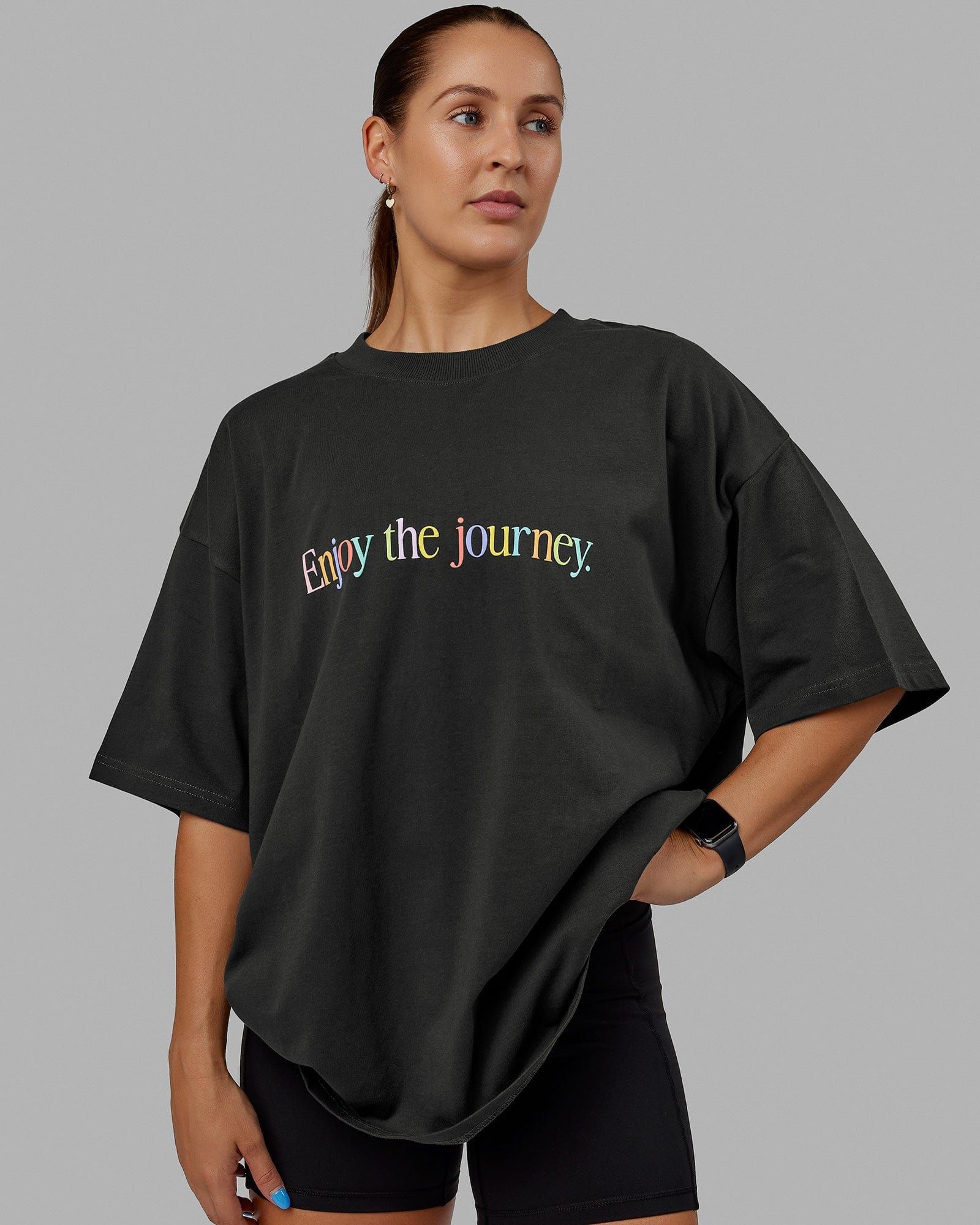 Unisex Enjoy The Journey Heavyweight Tee Oversize - Pirate Black-Multi sold by LSKD product image thumbnail 3