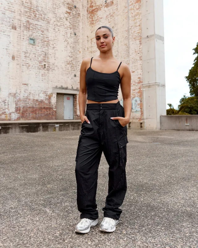 Resistance Ribbed Shelf Bra Performance Tank - Black sold by LSKD