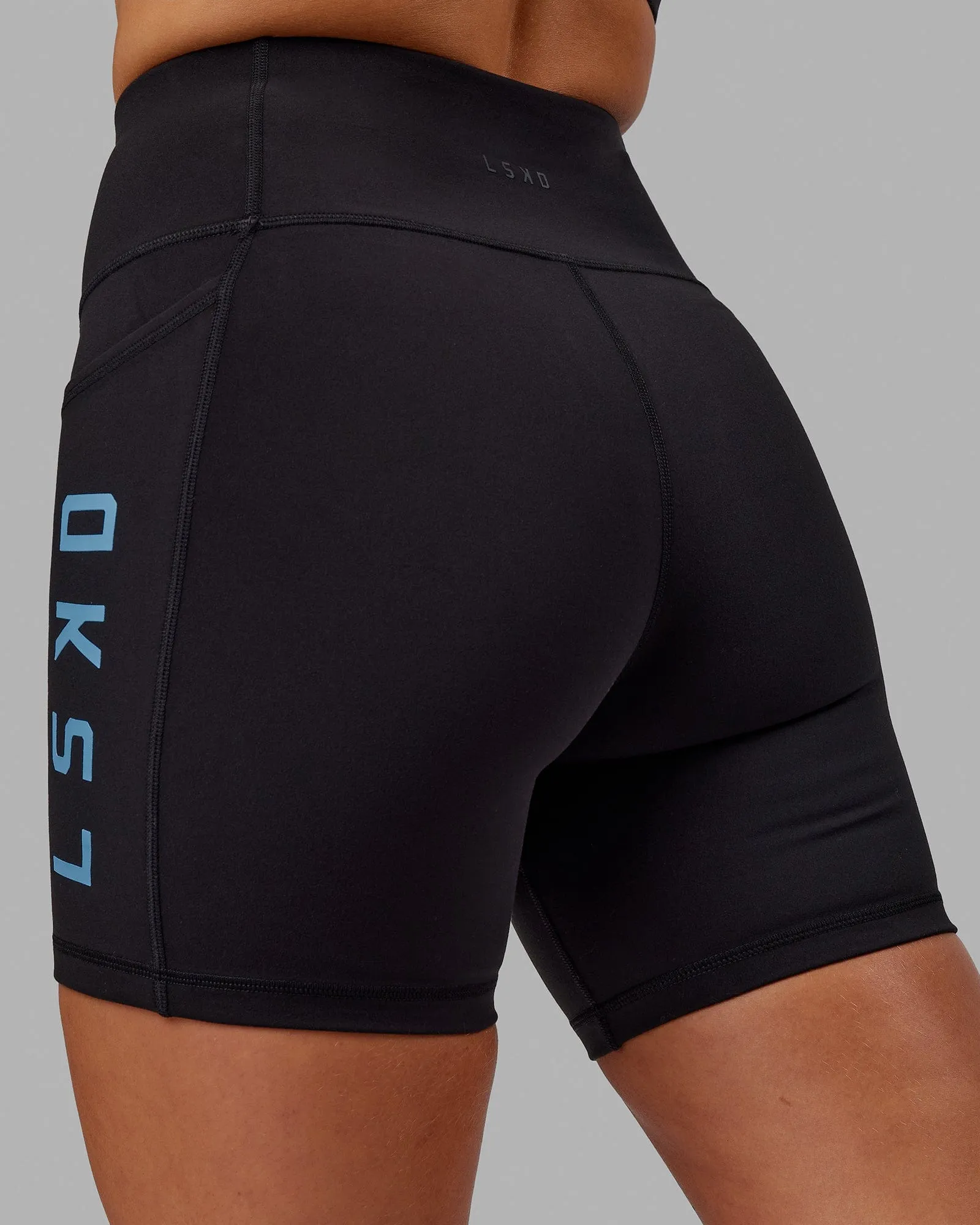 Rep Mid Short Tight - Black-Azure Blue sold by LSKD product image thumbnail 5