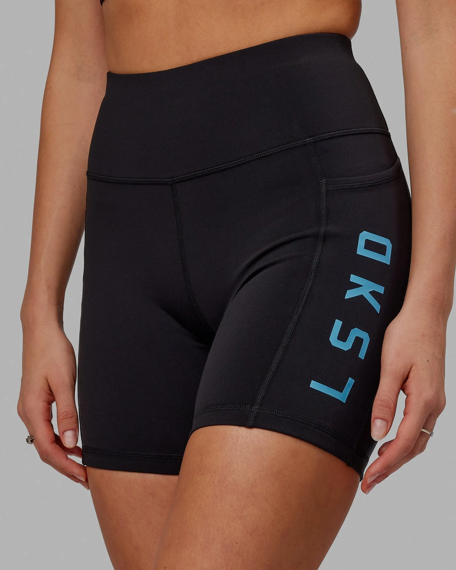 Rep Mid Short Tight - Black-Azure Blue sold by LSKD