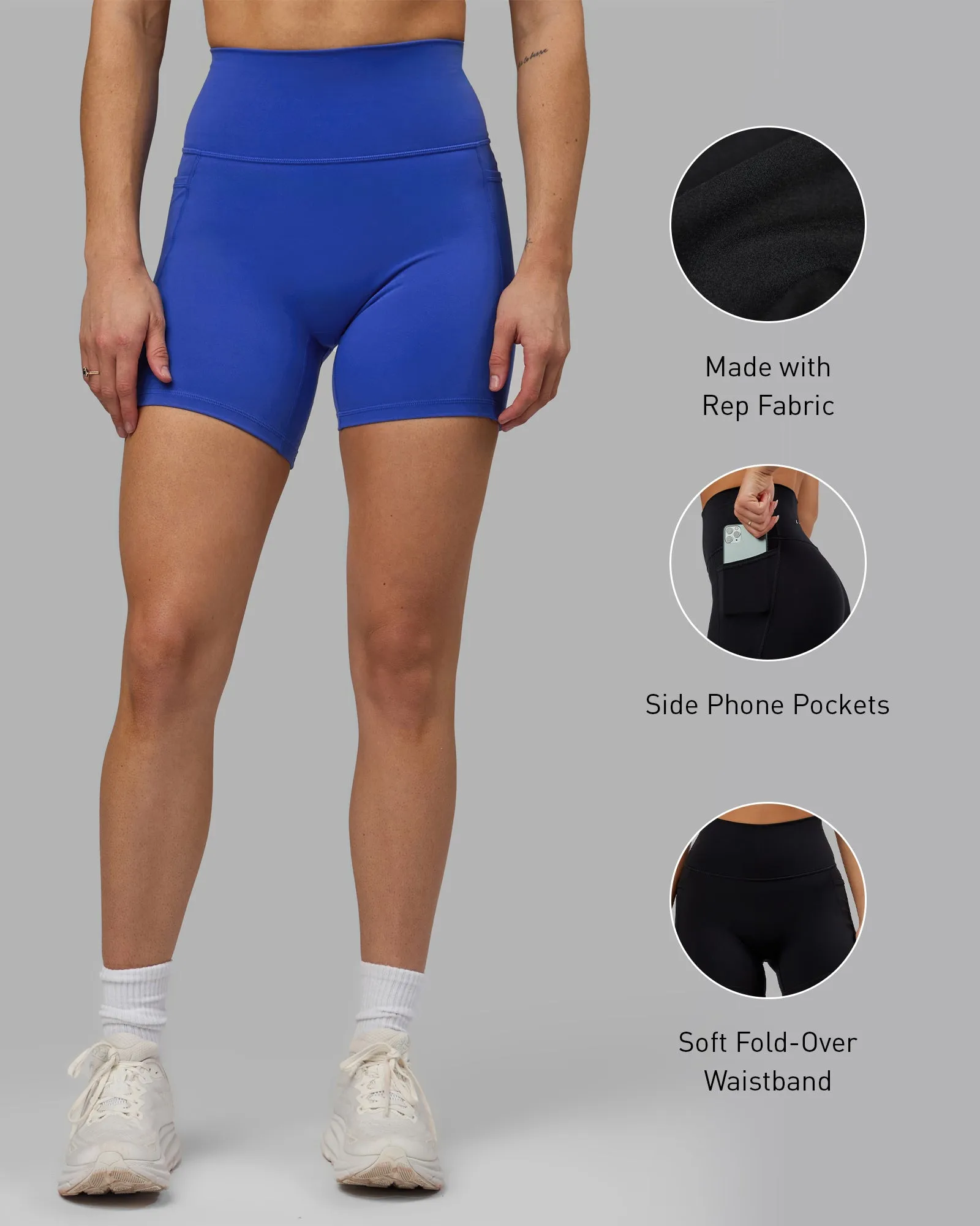 Fusion Mid Short Tights with Pockets - Power Cobalt sold by LSKD product image thumbnail 2