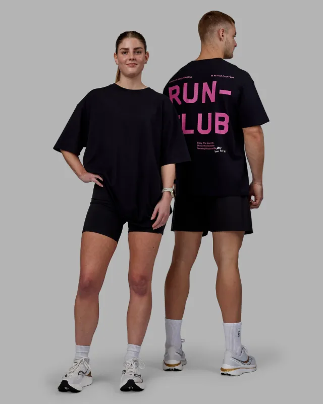 Unisex Love The Run FLXCotton Tee Oversize - Black-Fuchsia Pink sold by LSKD