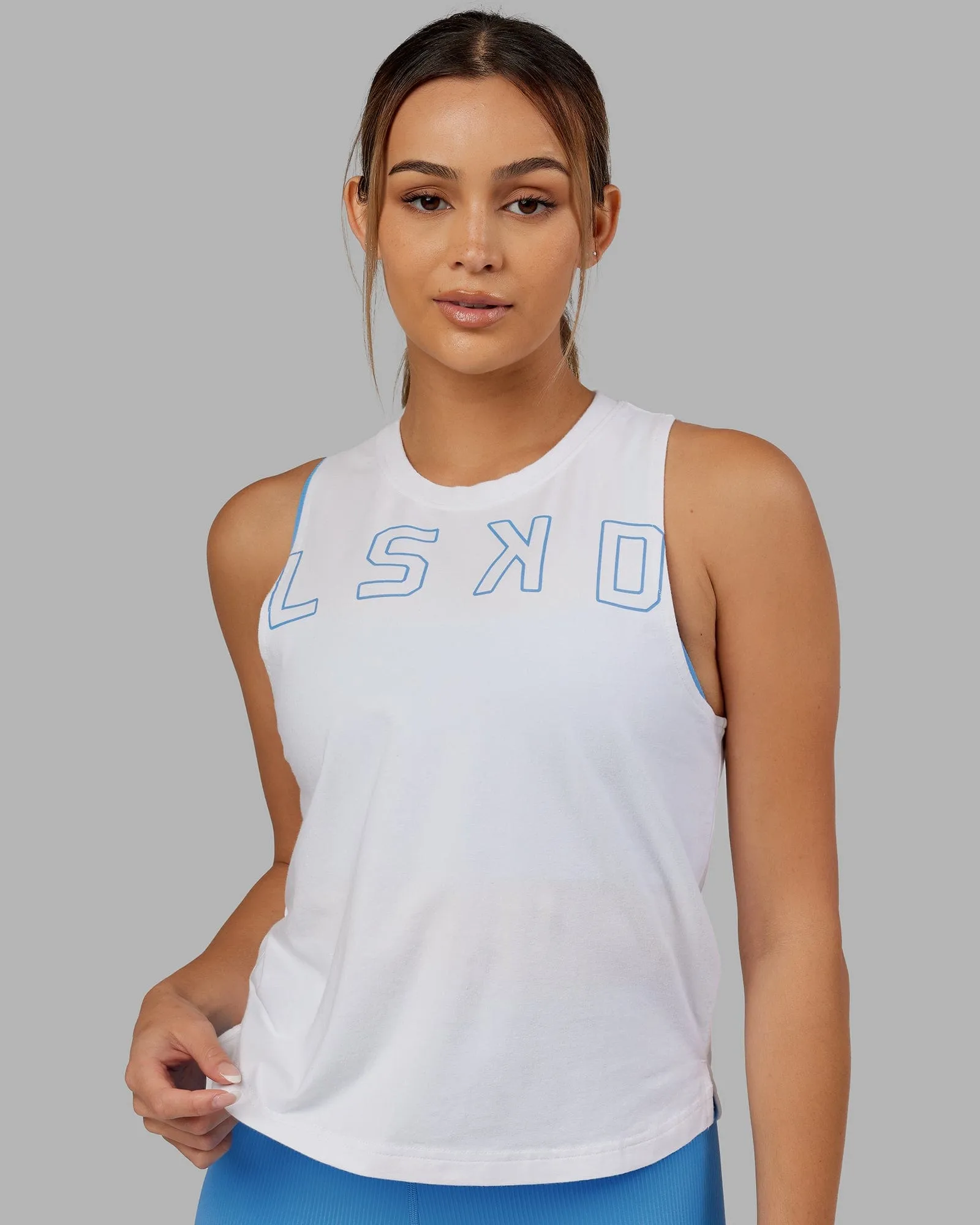 Expand FLXCotton Tank - White-Azure Blue sold by LSKD