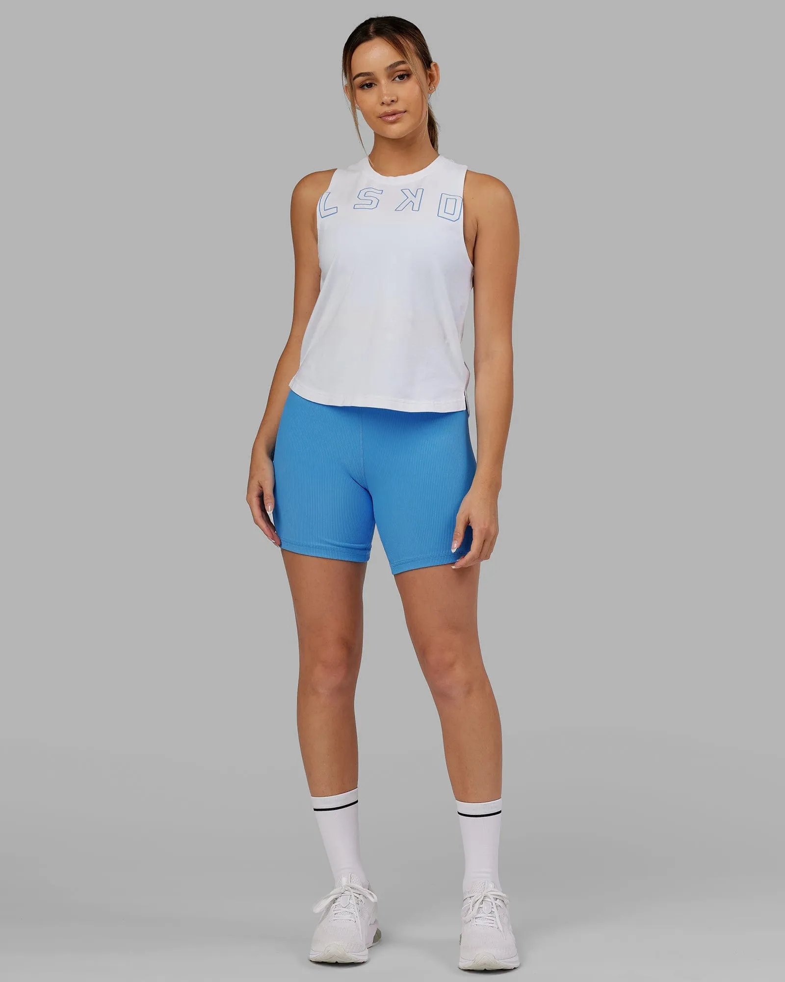 Expand FLXCotton Tank - White-Azure Blue sold by LSKD product image thumbnail 2
