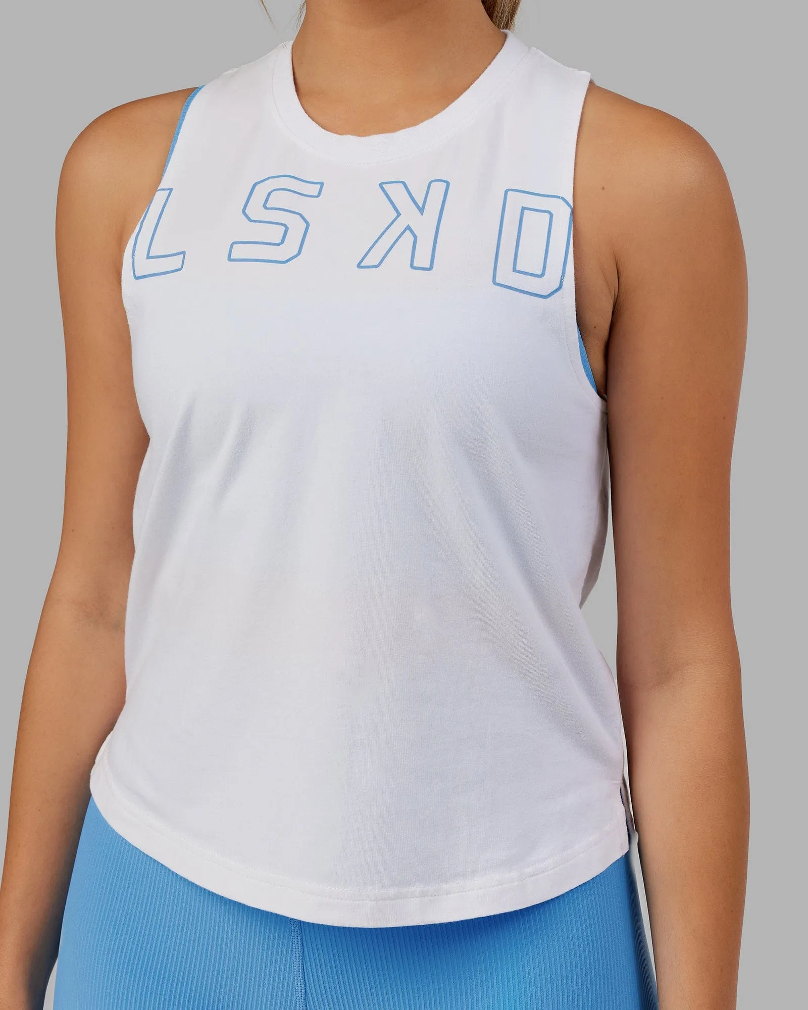 Expand FLXCotton Tank - White-Azure Blue sold by LSKD product image thumbnail 5