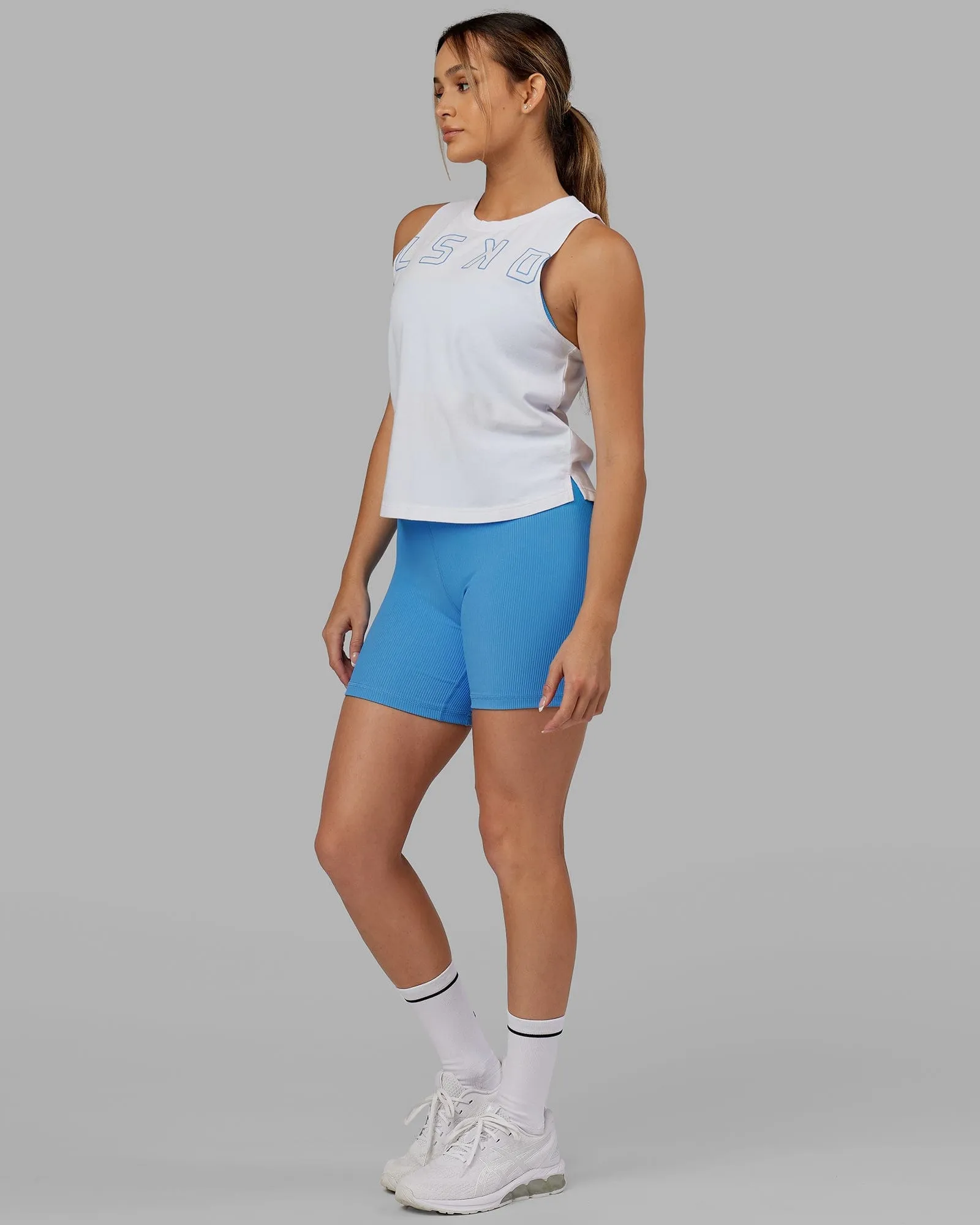 Expand FLXCotton Tank - White-Azure Blue sold by LSKD product image thumbnail 4