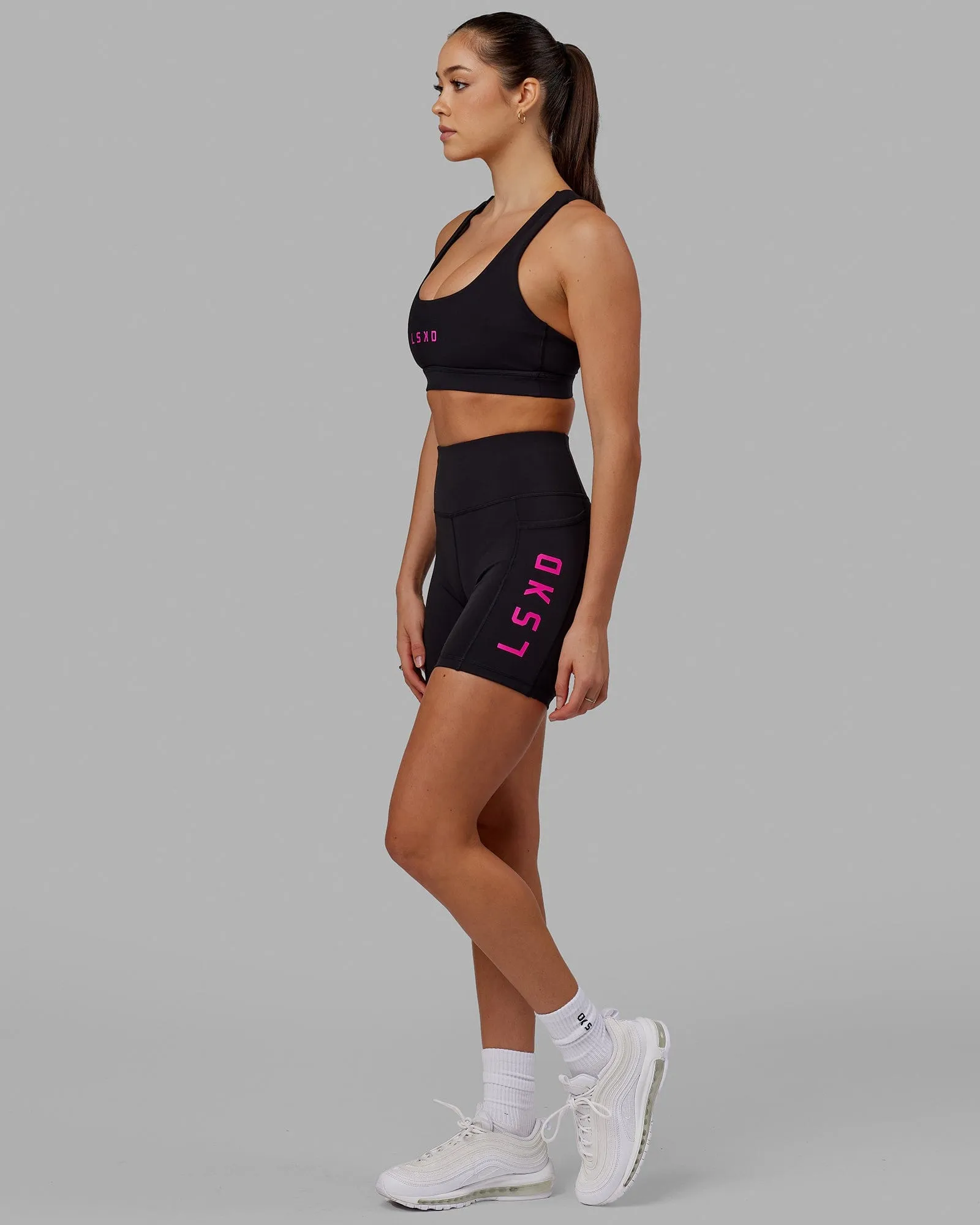 Rep Mid Short Tights - Black-Neon Magenta sold by LSKD product image thumbnail 3