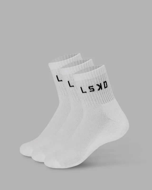 Daily Quarter Sock 3 Pack - White-Black sold by LSKD