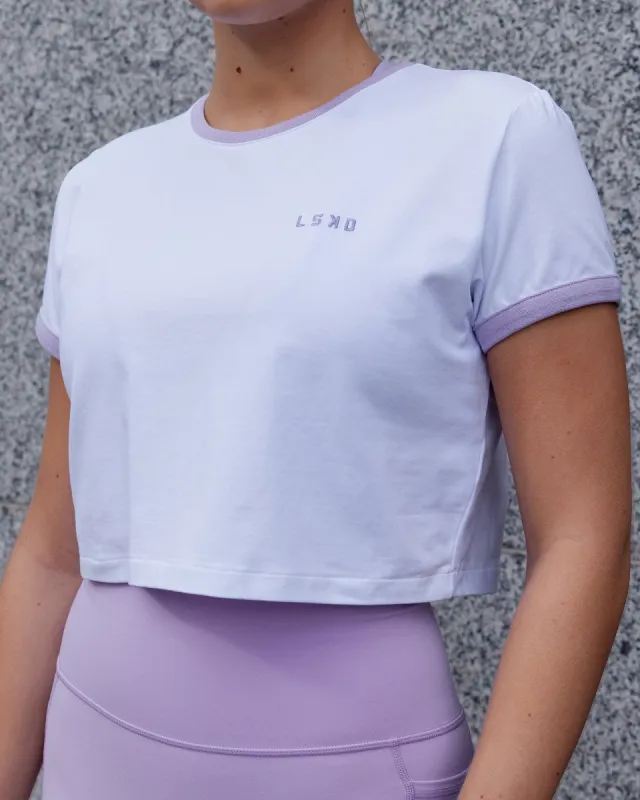 Excel Ringer Tee - White-Pale Lilac sold by LSKD