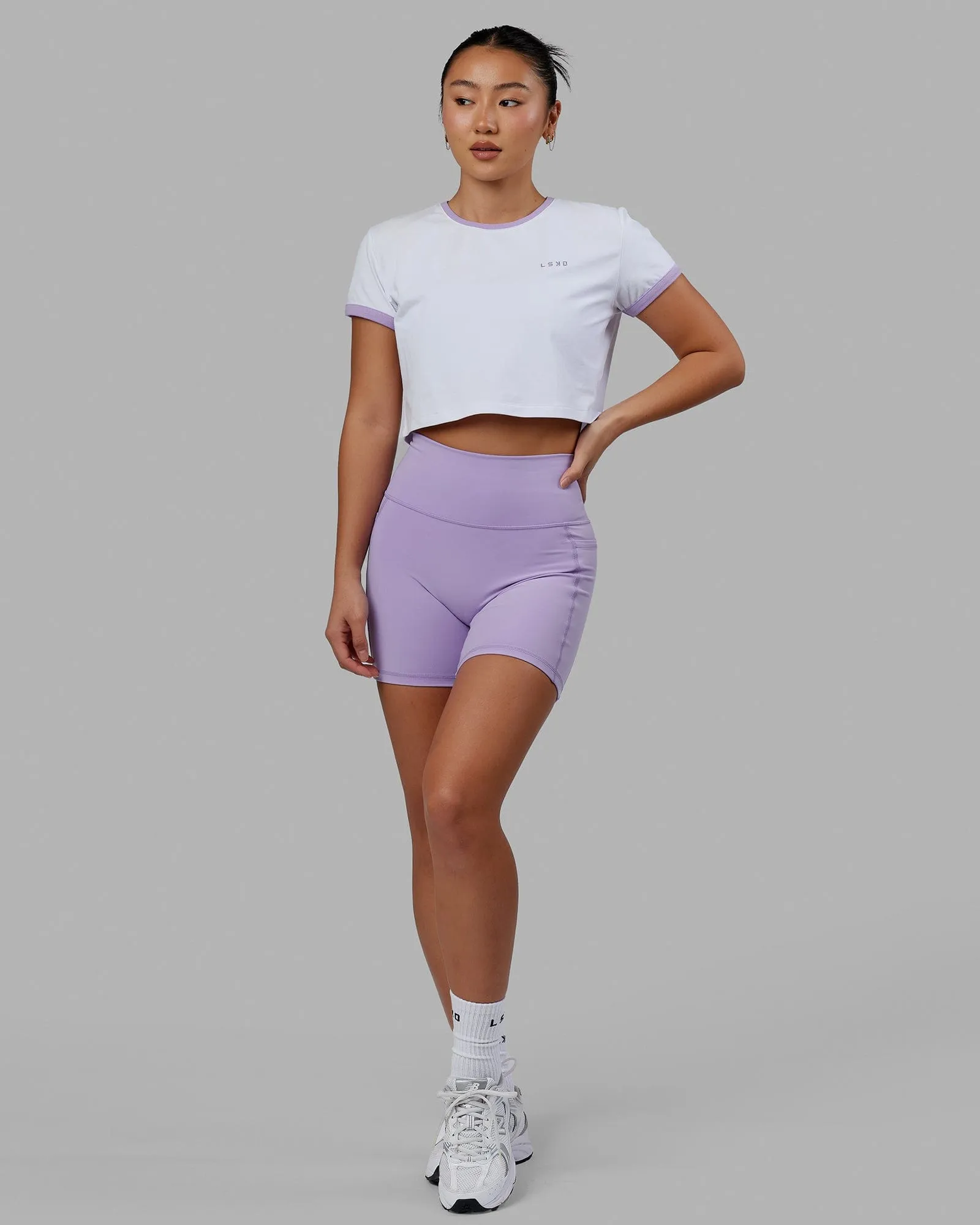 Excel Ringer Tee - White-Pale Lilac sold by LSKD product image thumbnail 3