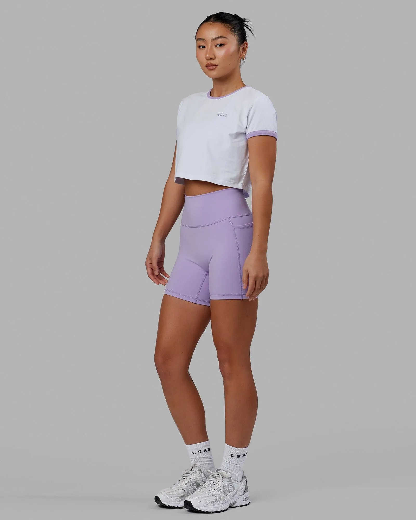Excel Ringer Tee - White-Pale Lilac sold by LSKD product image thumbnail 4