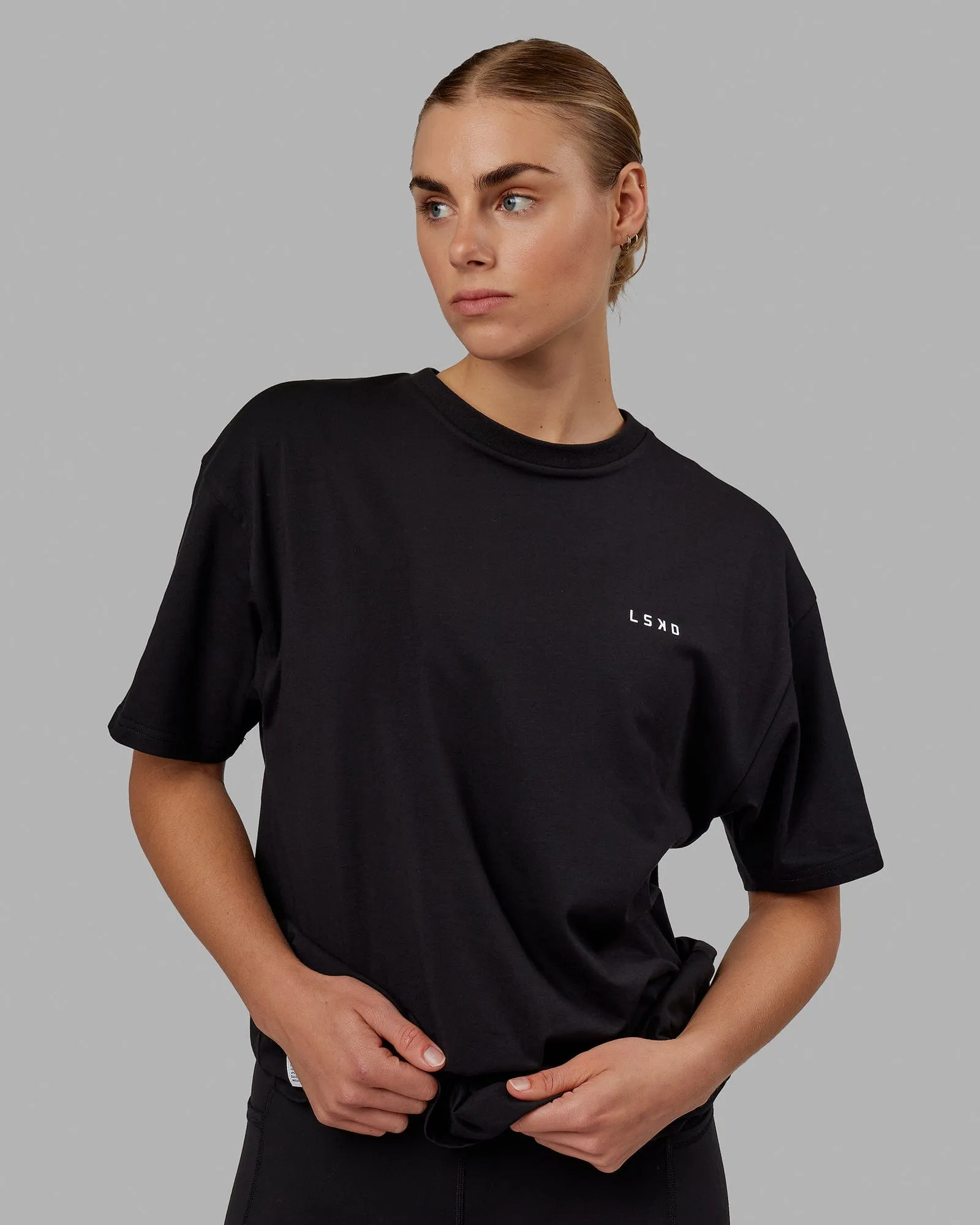 Unisex VS1 FLXCotton Tee Oversize - Black-White sold by LSKD product image thumbnail 4